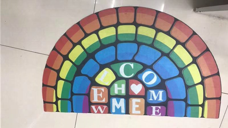 Semi-circular and thick flocking printed pad WELCOME pad Flocking pad printed foot pad Semi-circular pad Application Scenario