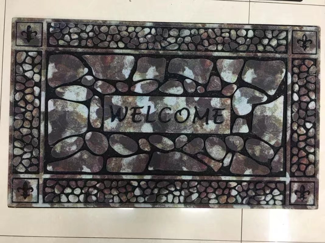 45*75cm rubber base flocking printed pad WELCOME pad Flocking pad printed pad Outdoor pad Specification drawing