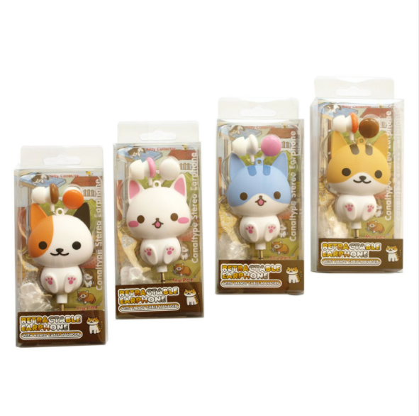 The cartoon cute cat in-ear headphones, creative portable self-retractable headphones with a 3.5mm jack, are selling well in foreign trade Specification image
