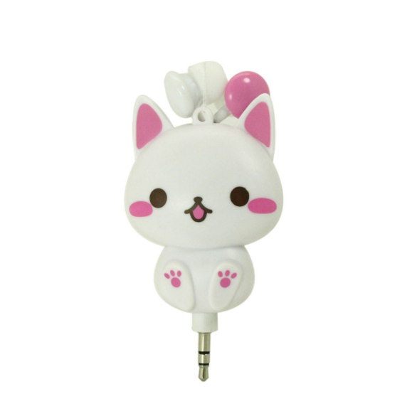 The cartoon cute cat in-ear headphones, creative portable self-retractable headphones with a 3.5mm jack, are selling well in foreign trade Application Scenario