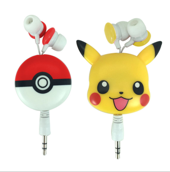 Creative and cute pet Poke Ball telescopic headphones 3.5mm universal in-ear Cartoon Pikachu headphones