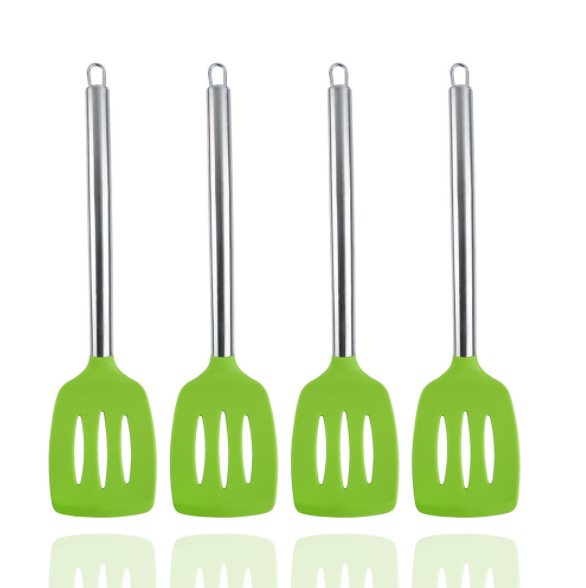 Large food-grade silicone spatula, high-temperature resistant and non-stick, hollow stainless steel handle, leak-proof spatula for stir-frying Application Scenario