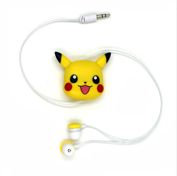 Creative and cute pet Poke Ball telescopic headphones 3.5mm universal in-ear Cartoon Pikachu headphones details Picture
