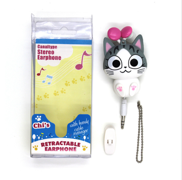 New Cheese Cat Creative headphones, retractable cartoon earbud mobile phone headphones, 3.5mm flower cat earbuds Application Scenario