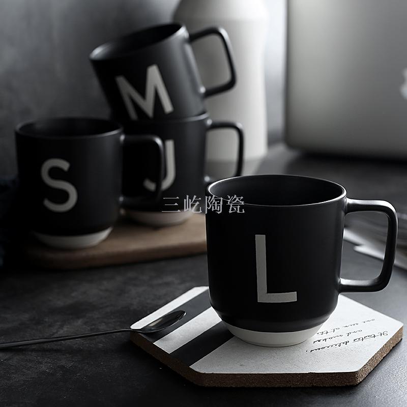 创意姓氏字母马克杯水杯办公室陶瓷杯子个性水杯简约牛奶咖啡杯