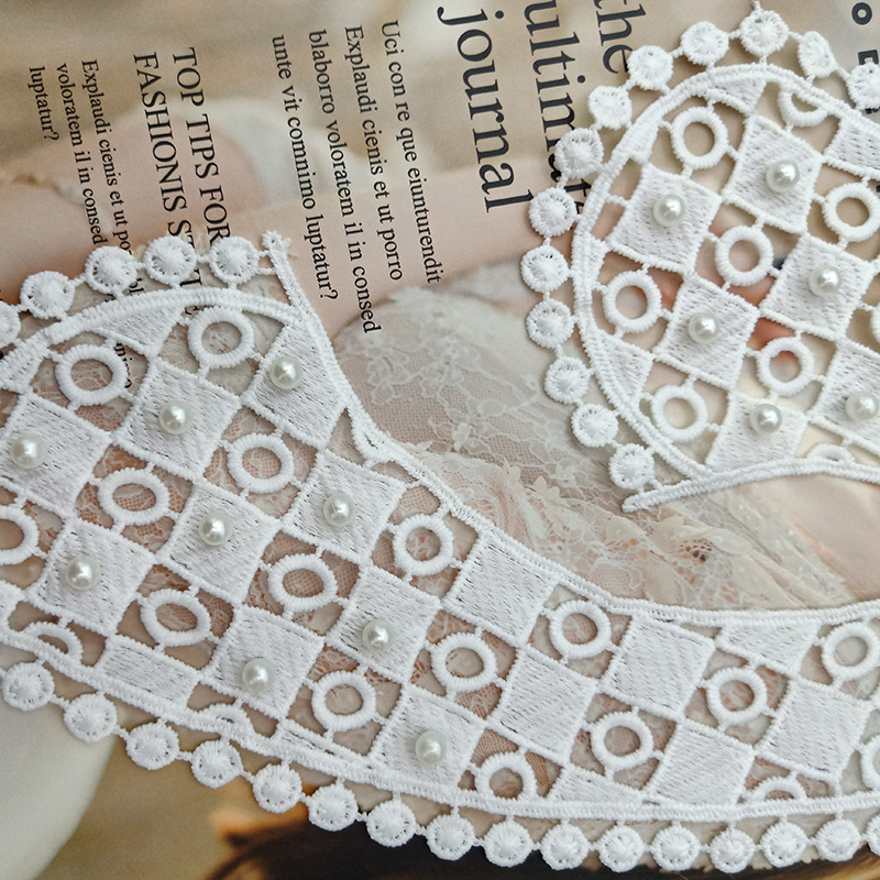 New diy clothing accessories: lace, embroidery, handcrafted pearl matching, milk silk lace Specification image