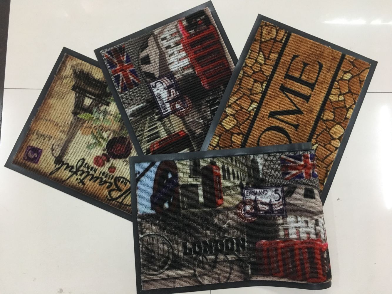 PVC bottom ring velvet printed mat, door mat, anti-slip mat, PVC polypropylene floor mat, foot mat, spray-painted Indy mat, 38*58cm Application Scenario