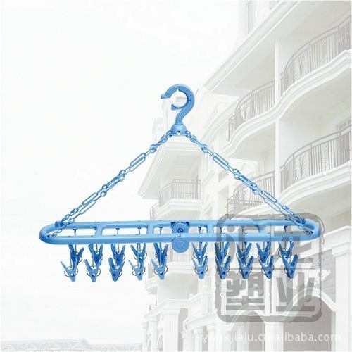 家用长条形 20夹中号 可折叠 塑料晾晒架 塑料衣架 30079