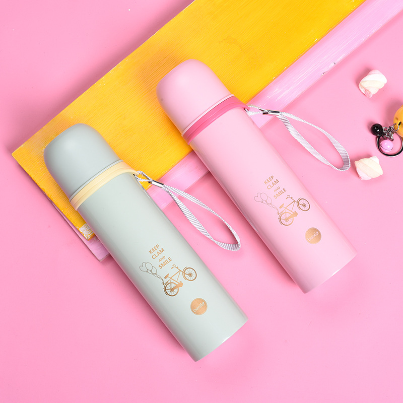 厂家直销甲壳虫吊带真空杯便携家用弹跳杯不锈钢广告促销保温杯产品图