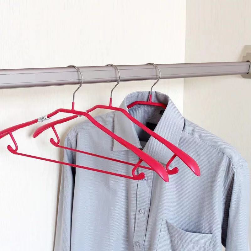 马卡龙色防滑金属浸胶大衣架带挂钩宽肩无痕晒晾承重挂衣架家用细节图