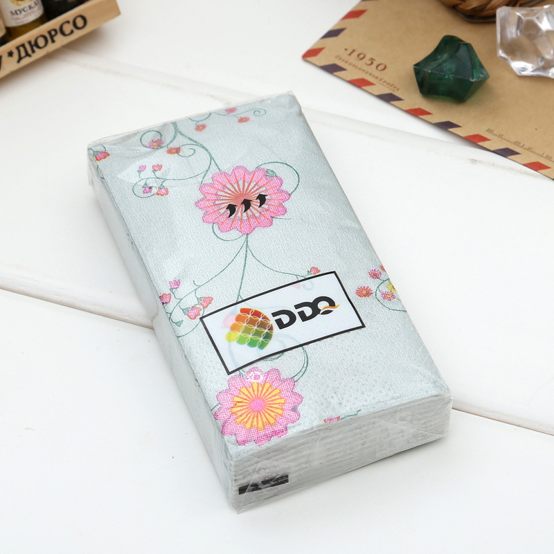 Small fresh handkerchief paper in artistic and colored printed paper towel for household use light green portable comfortable tissue paper thumbnail