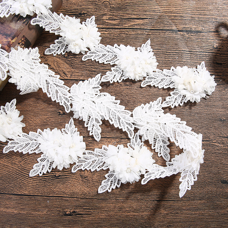 Customized wholesale of leaf and beaded hand-painted barcode three-dimensional embroidered lace clothing accessories from a manufacturer