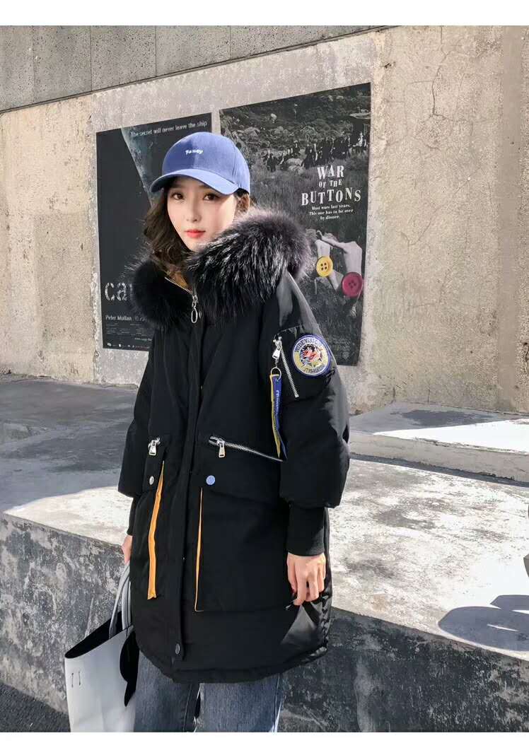 羽绒棉服女中长款大毛领显瘦加厚原宿棉衣外套产品图