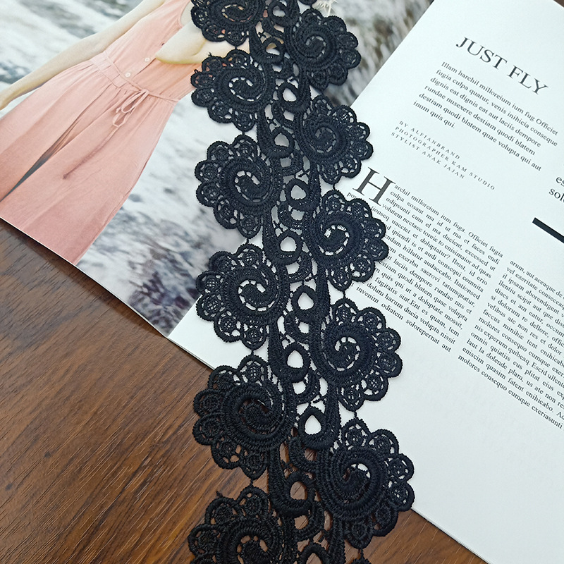 Direct sales and wholesale of black lace embroidery water-soluble lace clothing accessories from the manufacturer
