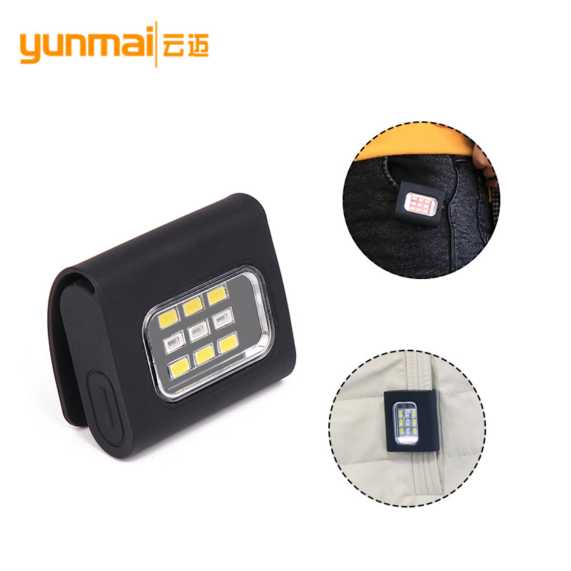 跨境新款 COB LED红白光夹灯 磁扣灯 USB充电灯 迷你强磁塑料灯