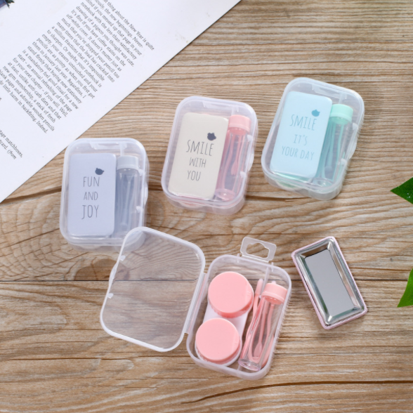 Cartoon creative pair of contact lens cases with mirrors, color contact box, student boutique department store wholesale small gifts Specification image