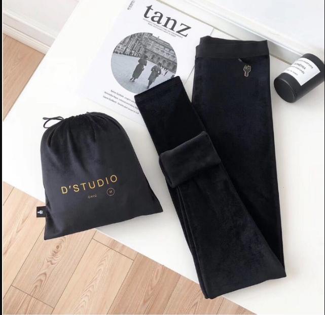 Velvet kitten pants, warm fleece version pearl velvet leggings, women's fleece high-waisted fine nine-inch pants Application Scenario