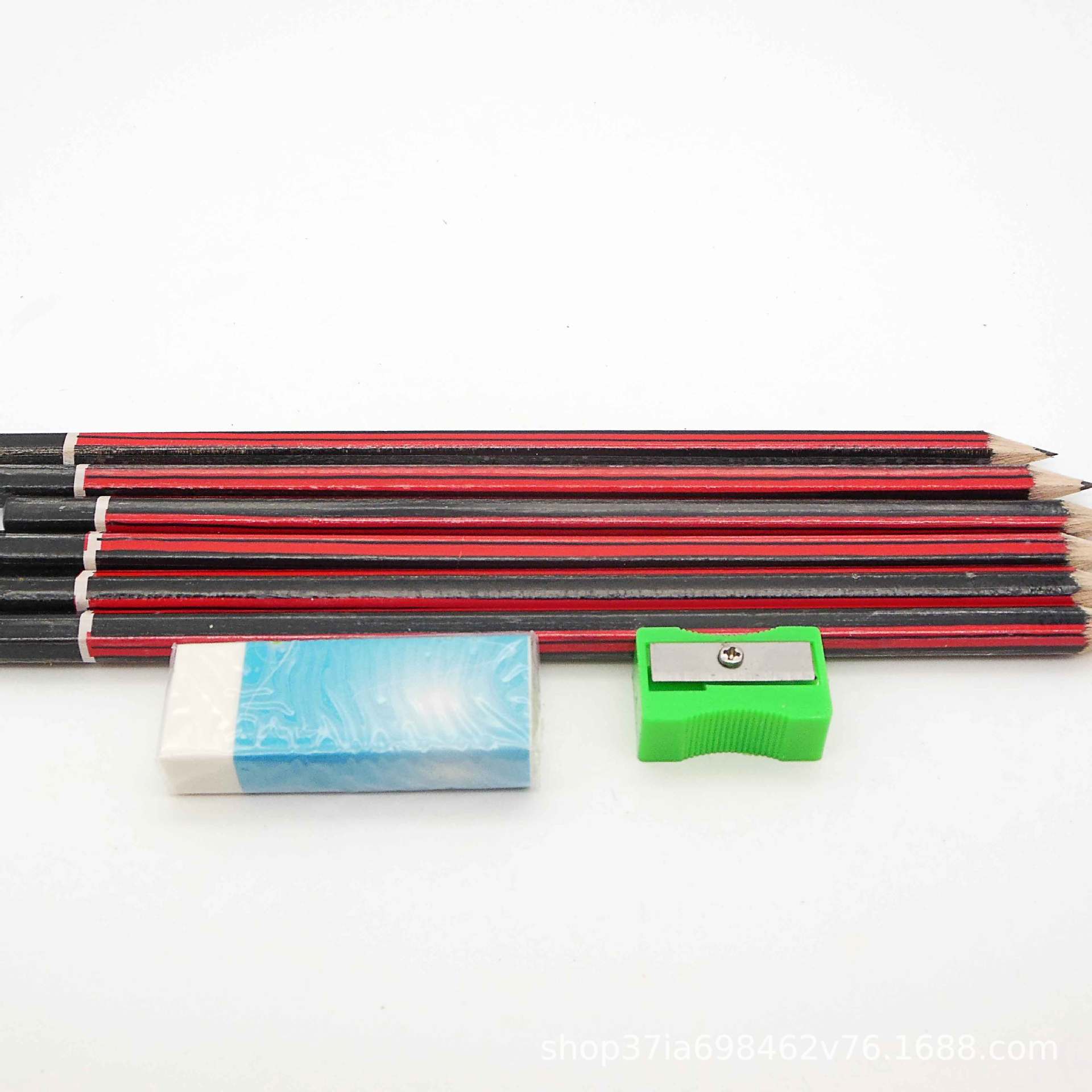 六支铅笔一个办公橡皮 一个卷笔刀文具套装橡皮生产厂家产品图