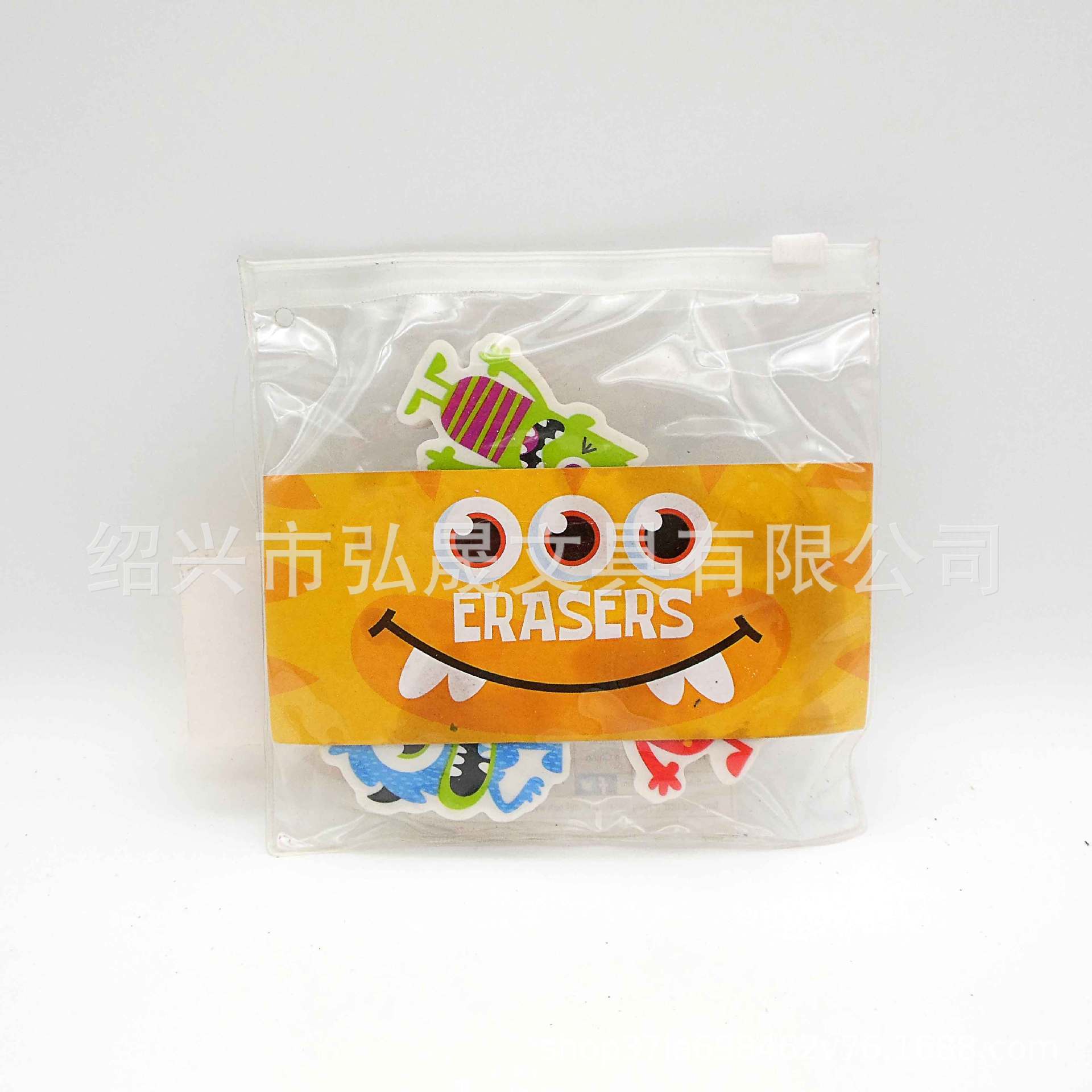 4个怪兽热转印橡皮擦文具套装橡皮生产厂家