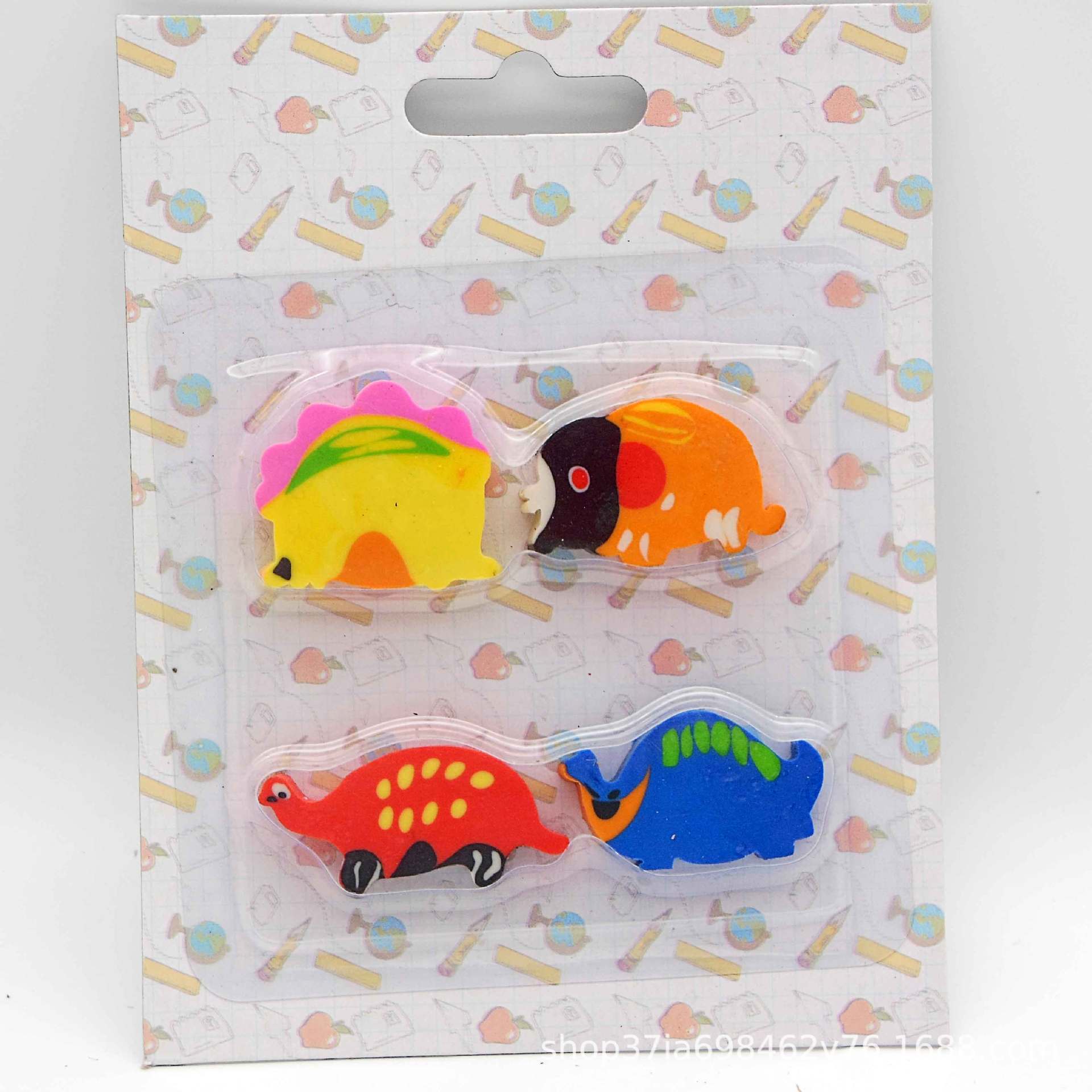 4个可爱恐龙型橡皮套装儿童文具橡皮生产厂家