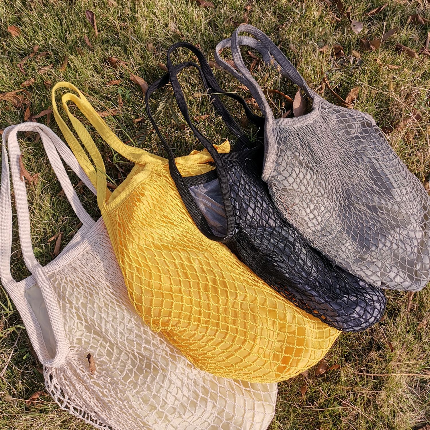 定制外贸便携超市环保购物袋休闲单肩包网兜编织包沙滩镂空渔网包