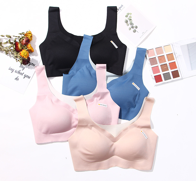 [Black science and technology underwear] Autumn/winter new Japanese non-sensory sleep bra color matching non-underwire yoga vest women's non-trace bra comfortable bra one-piece non-trace bra