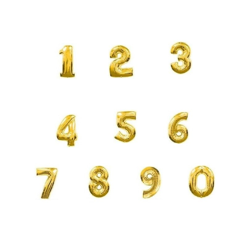 金银色铝膜小号数字气球16寸小号数字铝箔气球 生日派对装饰气球