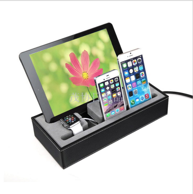 Leather box lazy mobile phone stand bedside fixed mobile phone seat tablet universal charging seat wholesale