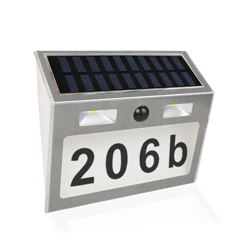 New solar digital door lamp stainless steel waterproof solar body sensor lamp garden villa door lamp