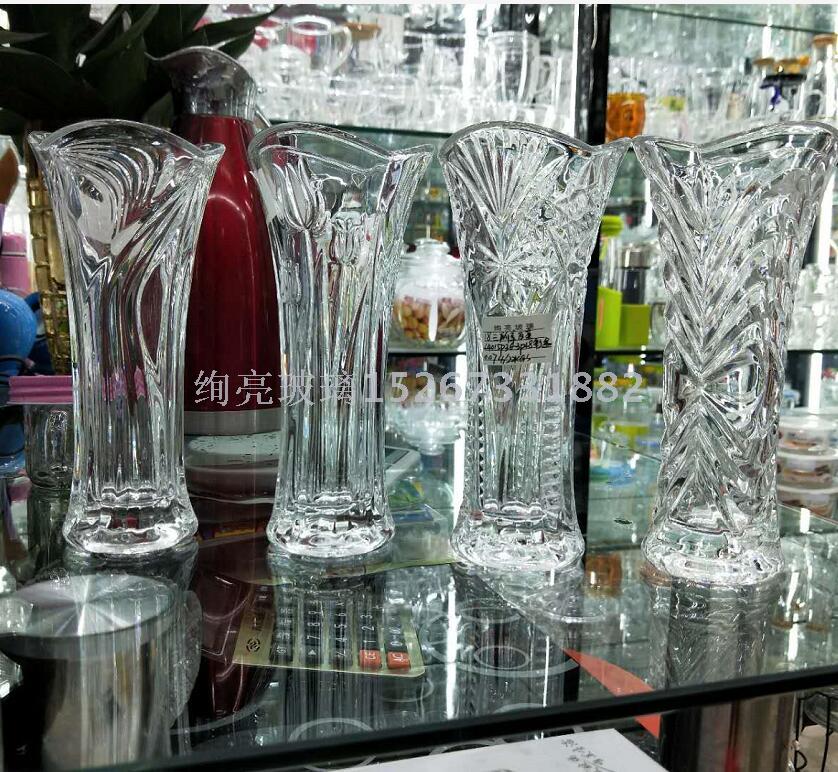 透明玻璃花瓶18cm三瓣花小花瓶 单只花插