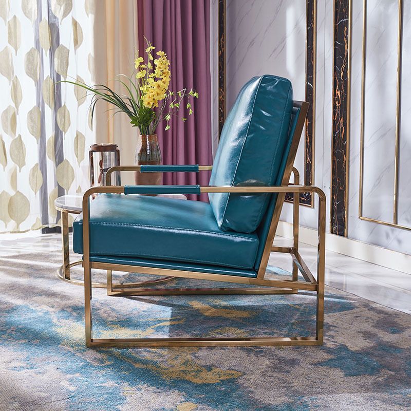 电镀钛金 后现代设计单轻奢单人沙发椅 北欧客厅单椅后现代简约详情图3