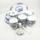 景德镇陶瓷中式清花骨质瓷56头餐具碗盘碟套装荷花家用喜庆礼品