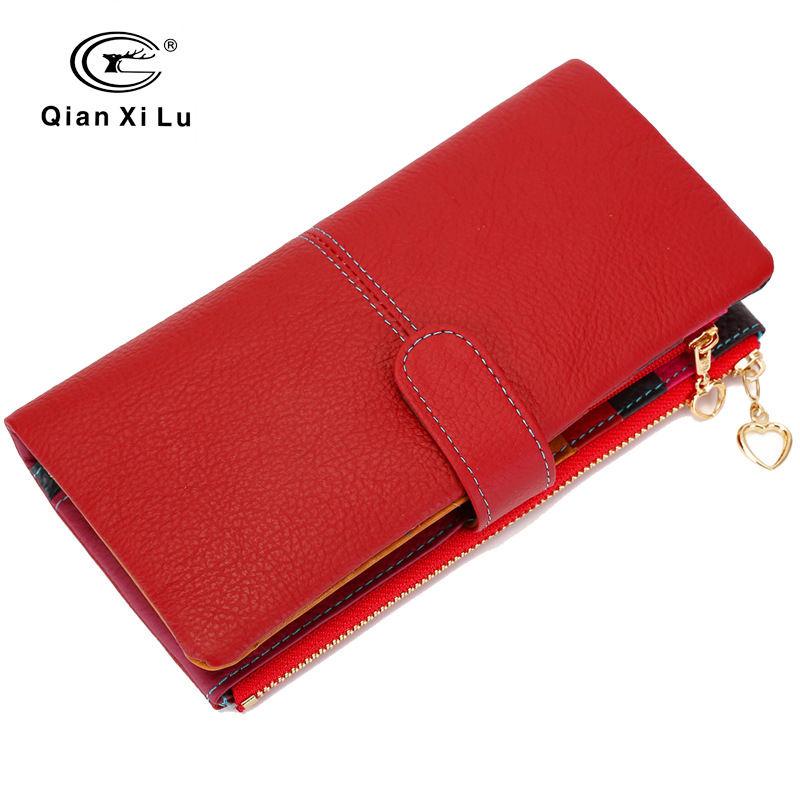 2018新款女士真皮头层牛皮长款钱包多卡位大容量女士卡包钱包外贸产品图