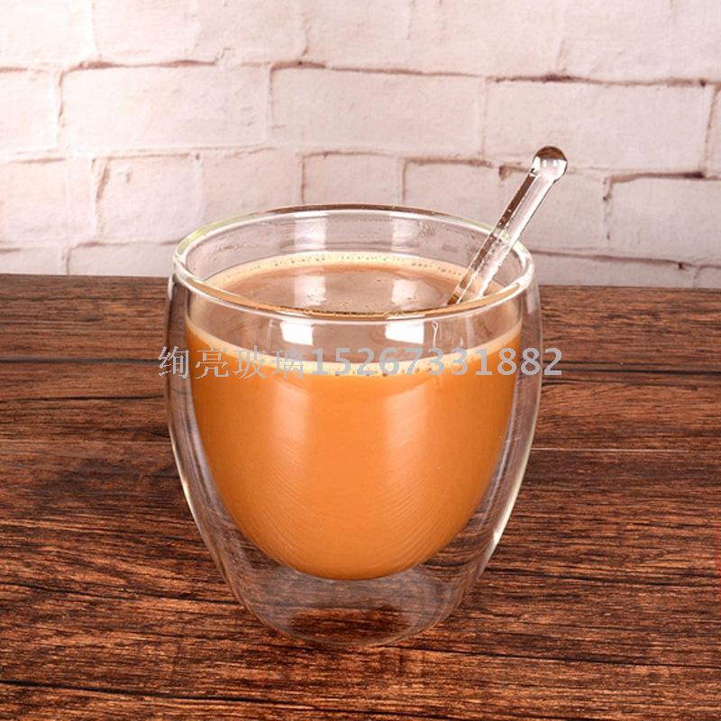 高硼硅双层玻璃杯隔热杯 透明耐热双层杯 防烫咖啡杯250ml细节图