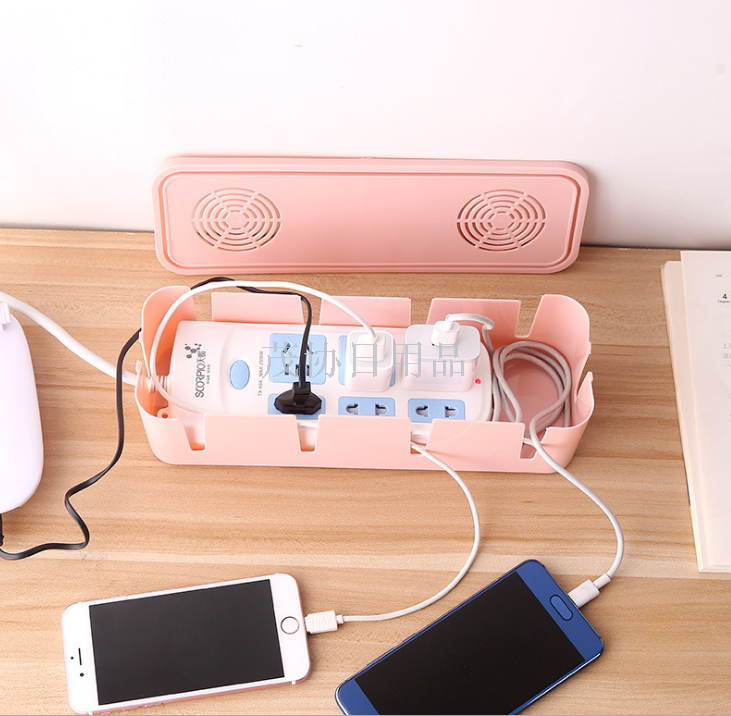 Desktop power strip storage box, power strip board, fixed cable collection box, power cord socket, data cable storage and organization box, for export sales only, for export sales only