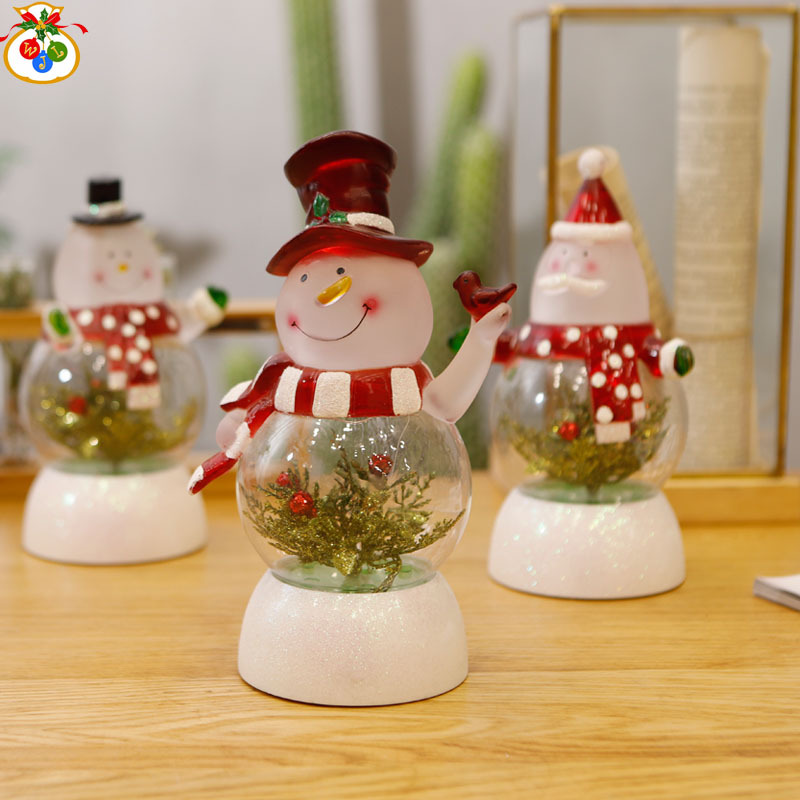 YX-009球内加花 雪人红帽圣诞装饰品圣诞老人产品图