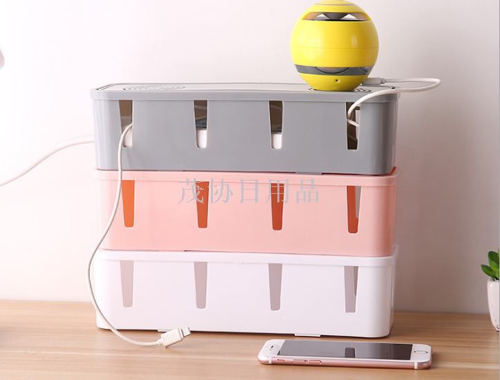 Desktop power strip storage box, power strip board, fixed cable collection box, power cord socket, data cable storage and organization box, for export sales only, for export sales only details Picture