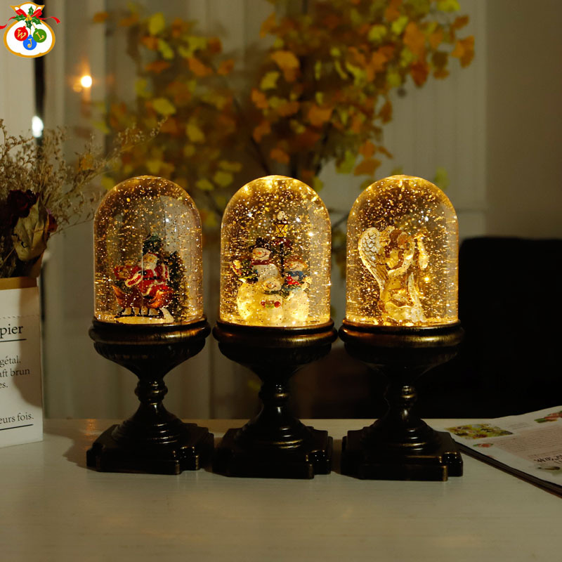 Candle cup bottom clock cover water old man European Christmas decorations LED small night lights