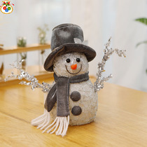 Xm-8139 8" Two-section snowman made of ice and silver silk