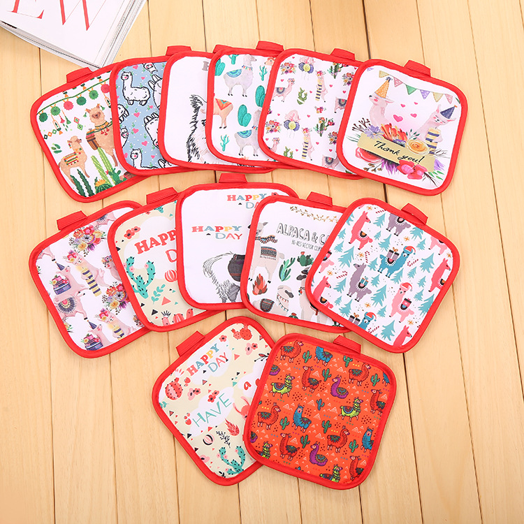 [LOVELY HOME] [hold ga] guantes de aislamiento térmico alpaca guantes de impresión digital cojines conjunto de dos piezas de engrosamiento resistente a altas temperaturas aislamiento de cocina conjunto de dos piezas guantes de microondas anticalor details Picture
