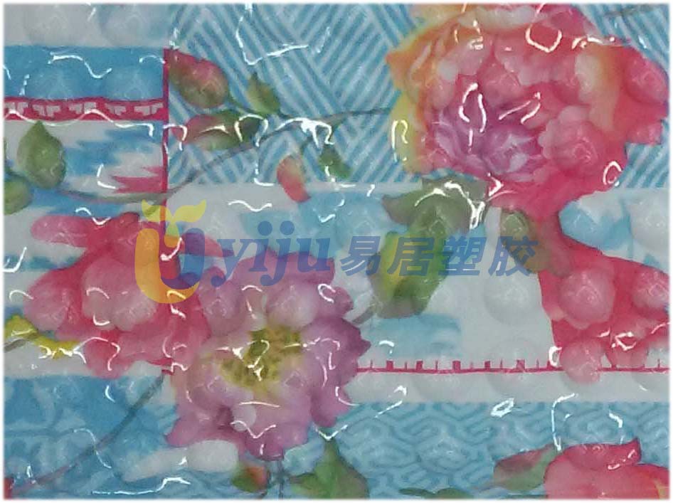 新款 PVC 长方 汽泡彩印 映山红花 地垫 浴室 防滑垫细节图