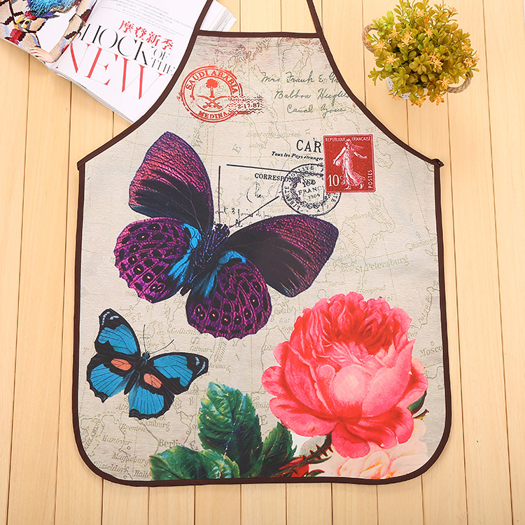[LOVELY HOME] [holdja] delantal de mariposa con impresión digital delantal sin mangas para el hogar delantal más grande antimanchas y resistente a la suciedad para el chef Specification image