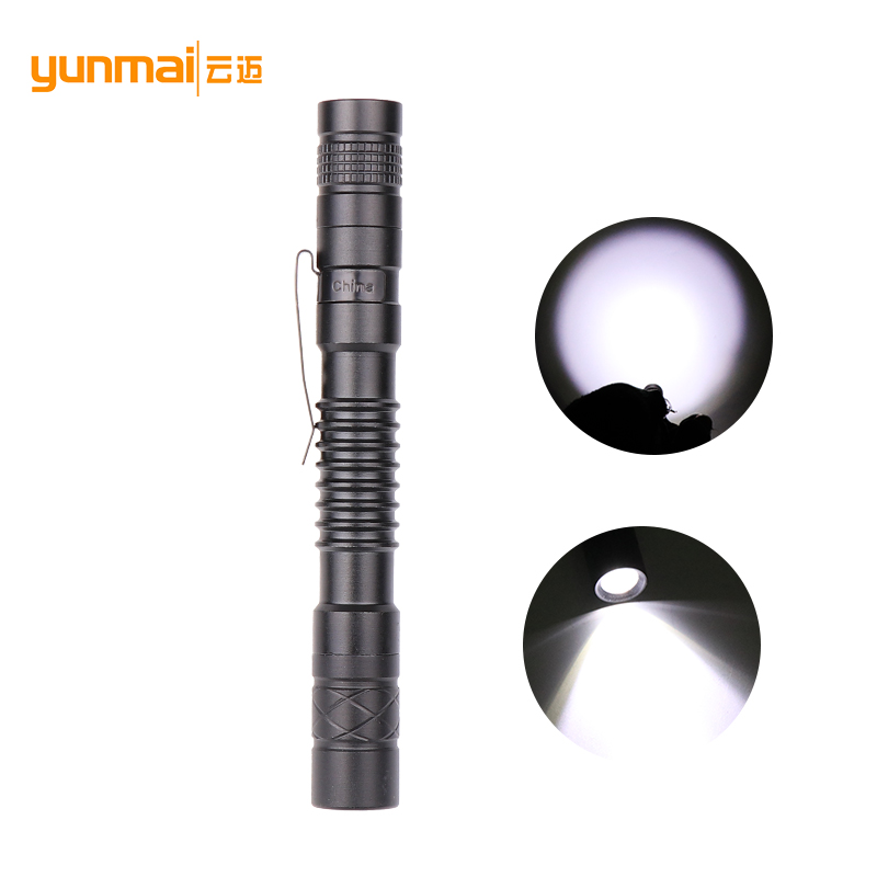 Crossover nuevo producto XPE LED luz brillante linterna en forma de lápiz 2 baterías AAA aleación de aluminio con pen clip mini pen light details Picture