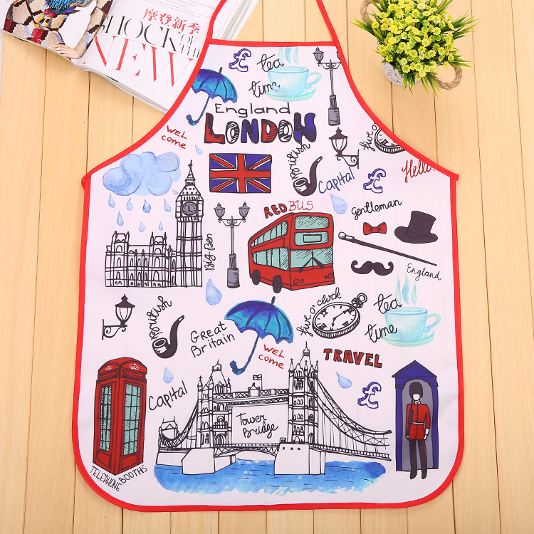 British kitchen sleeveless aprons thickened digital print aprons can be customized to increase anti-fouling aprons microwave oven gloves anti-hot gloves for tourist attractions aprons