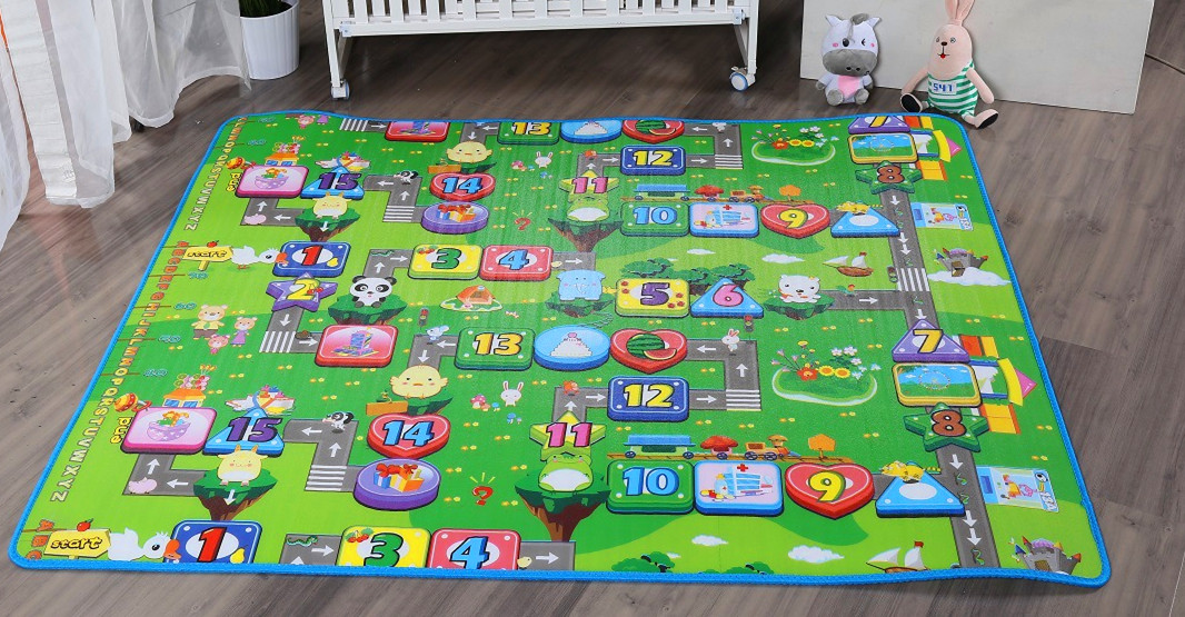0.8cm thick, 200*180cm double-sided children's eco-friendly play mat, baby mat, climbing mat, PE floor mat Application Scenario