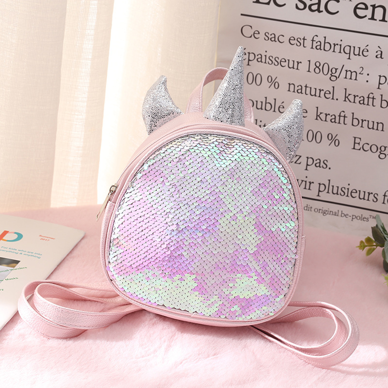 Unicorn儿童包包新款双肩包女人鱼亮片双肩独角兽背包亲子书包