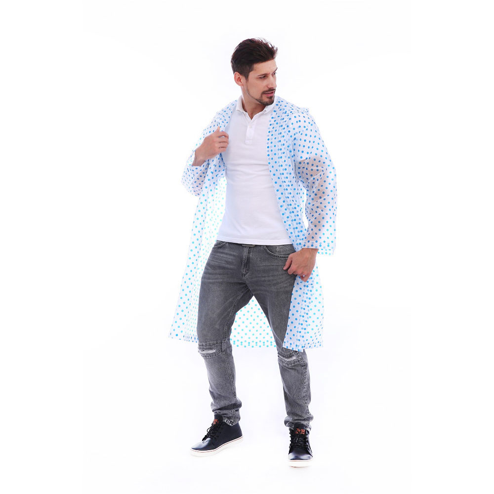 711-1 Non-disposable raincoat Men's and women's identical travel transparent wavy dot raincoat adult long travel poncho thumbnail