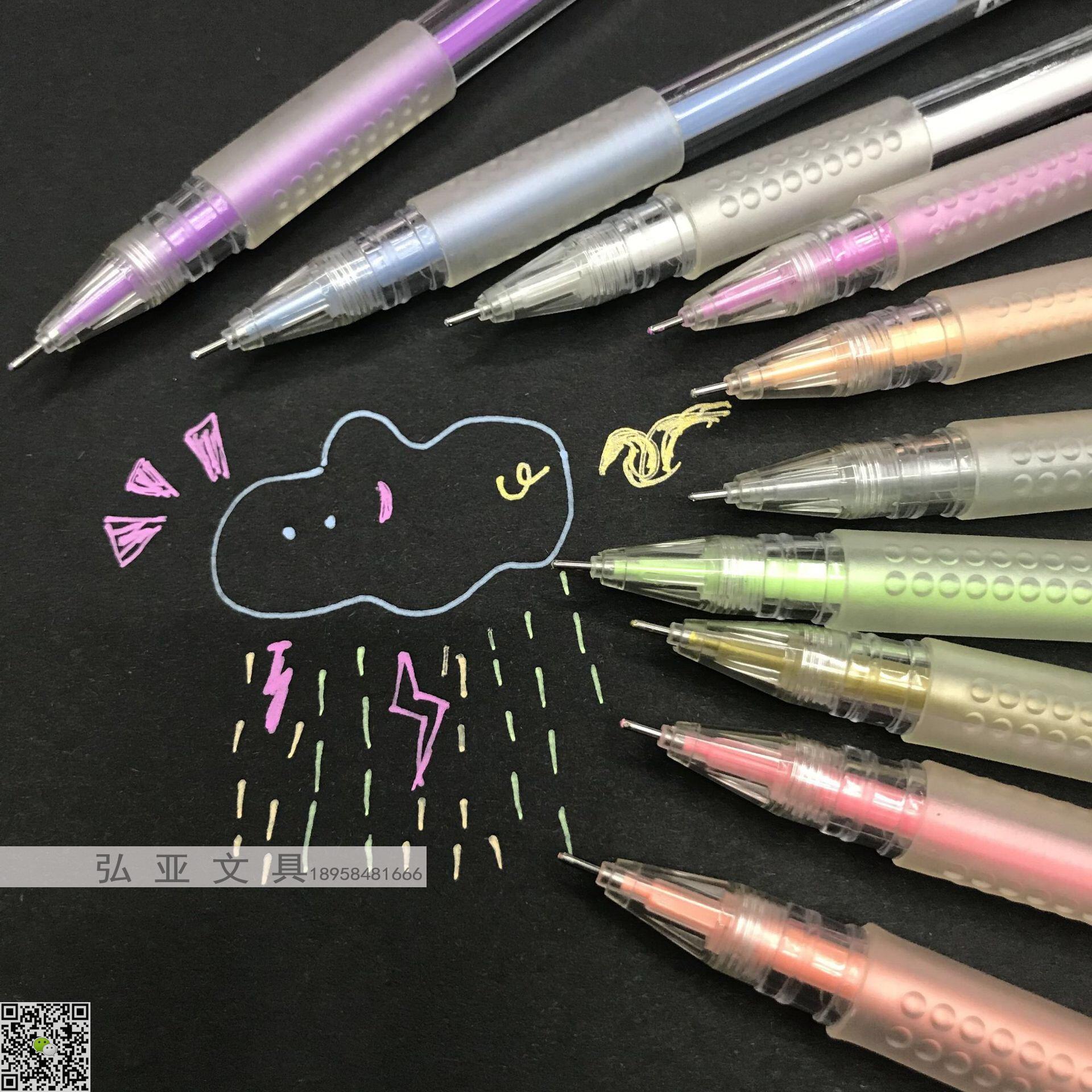 Color neutral hand pen hand hand highlighter painting pen white highlighter black card marker pen Application Scenario
