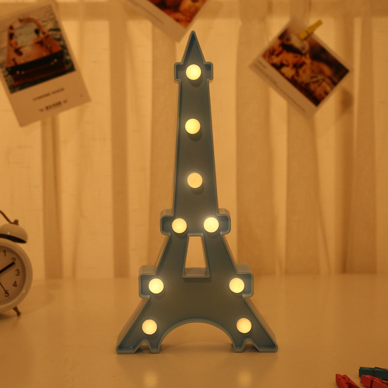 New 3D night lamp LED tower lamp girl's heart room decorative modeling lamp