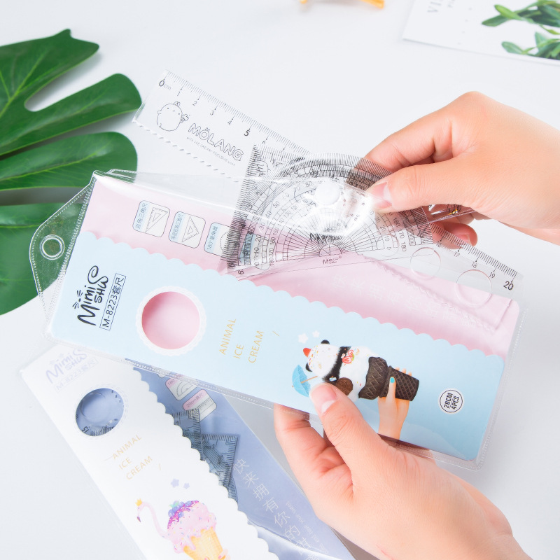 卡通学生套尺创意文具简约经典透明尺子套装学生学习用具产品图